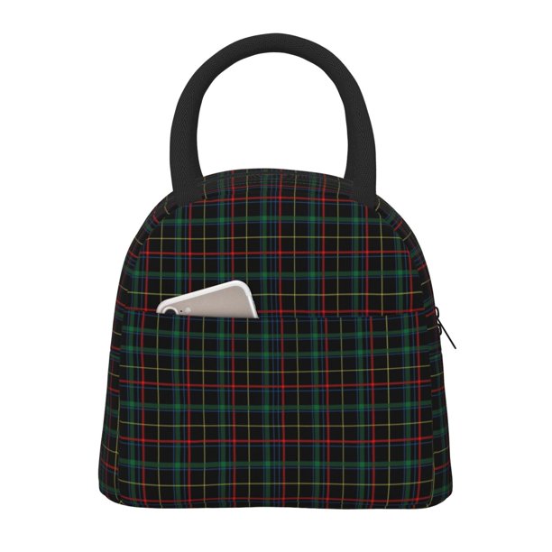 Balery Buffalo Plaid Dark Green Bolsa de Almuerzo para Mujeres, Caja de Almuerzo, Bolsa de Almuerzo Pequeña Impermeable, Tote de Almuerzo Reutilizable con Gran Capacidad