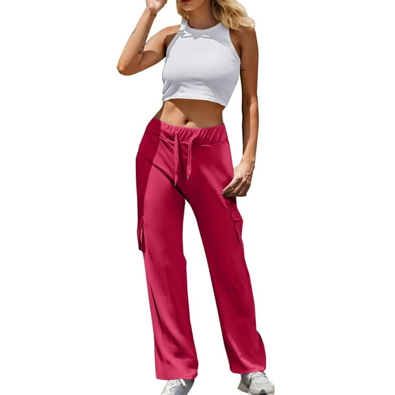 Bovemsi Womens Pants Cargo Women High Waist Casual Plus Size Flare Leggings With Pockets Workout Wide Leg Yoga Pant Clothes Travel Pants