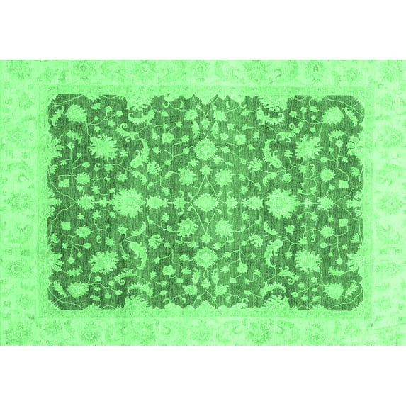 Ahgly Company Indoor Rectangle Oriental Emerald Green Traditional Area Rugs, 7' x 10'