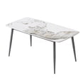 thumbnail image 4 of Modern Sintered Stone Dining Table for 6 with Curved Edge and Dark Gray Metal Legs, White Pandora Surface, 4 of 8