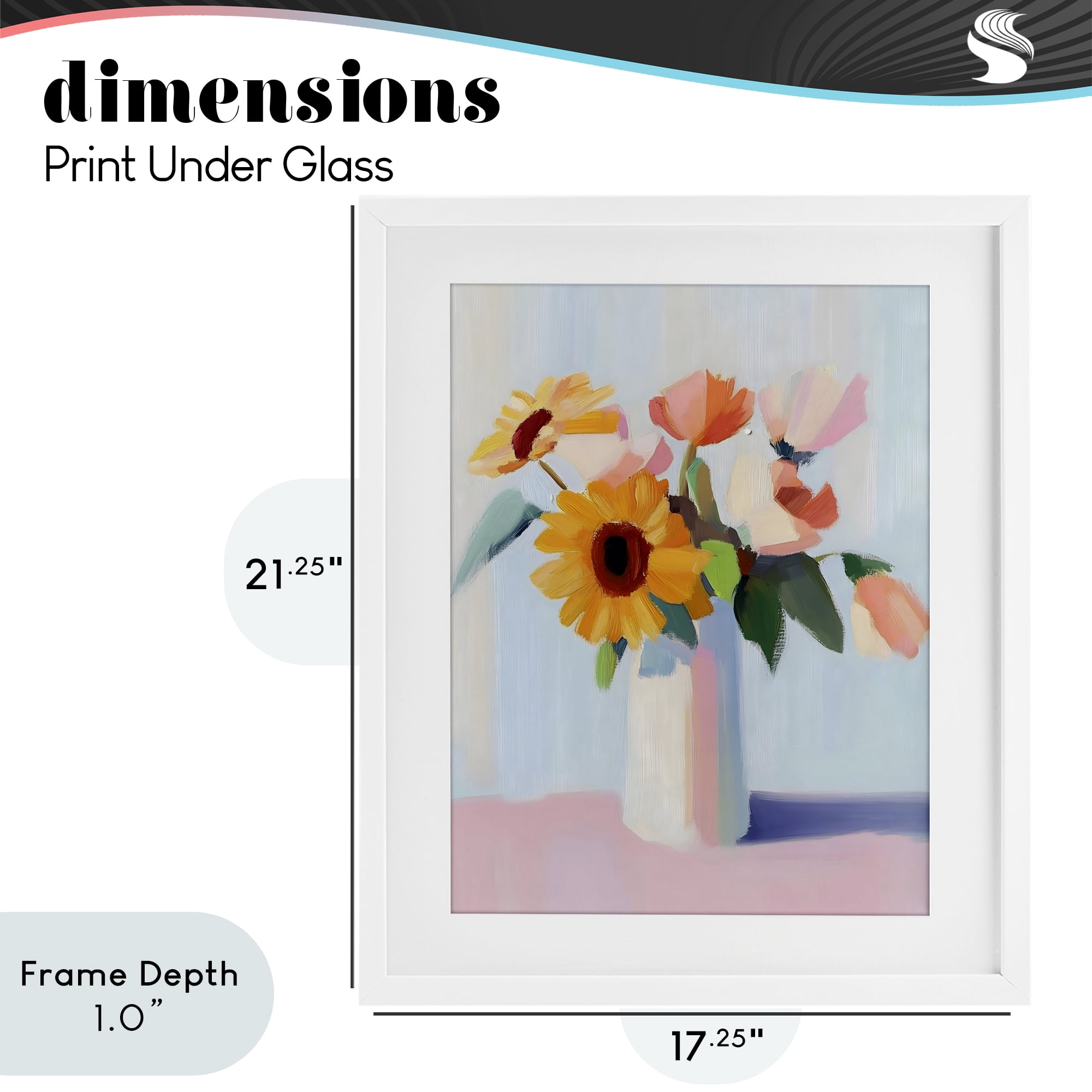Stupell Industries Sleek Vase Bouquet White Framed Print Under Glass, design by The Prints Vibe