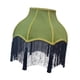 thumbnail image 5 of Elegante pantalla de lámpara de terciopelo verde con forma de campana y flecos decorativos. B, 5 of 9