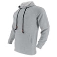 thumbnail image 5 of Men's Casual Jacquard Plaid Hooded Sweatshirt, Lightweight Pullover Shirt with Large Front Pockets, Long Sleeve Fall Spring Basic Layering Piece,Light Gray,M, 5 of 6