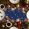 thumbnail image 3 of Table Runner 13x90in Inches Long, Winter Snowman on BlueLinen Washable Dresser Scarf White Red Flowers on TopKitchen Dinning Tablerunners for Holiday/Party/Wedding/Home Tables Decor, 3 of 9