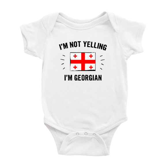 I'm Not Yelling, I'm Georgian Baby Romper Bodysuit For Boy Girl (White, 18-24 Months)