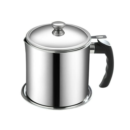 

1.3L Stainless Steel Oil Can Filter Mesh Strainer Container Anti-leakage Grease Storage Tank Silver