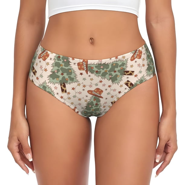 Fotbe Cowboy Christmas Trees Calzones Estampados para Mujer – Ropa Interior de Algodón, Cómoda, Suave y Elástica-X-Large