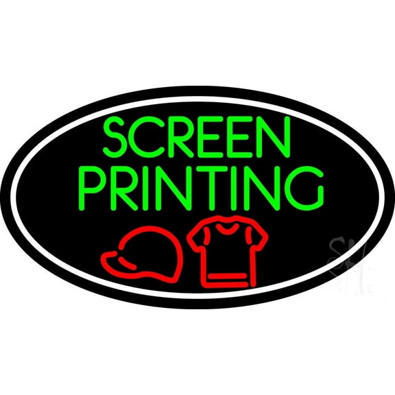 Screen Printing with Oval LED Neon Sign 13 x 24 - inches, Clear Edge Cut Acrylic Backing, with Dimmer - Bright and Premium built indoor LED Neon Sign for Computer & Electronics store decor.