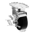 thumbnail image 3 of SY America 3" 4 Pack Caster w/ Polyolefin Black Rubber Top Plain Plate , Top Plate Caster, 1320 lbs Total Capacity(3 inches pack of 4, 2 Swivel w/ Brakes & 2 Rigid), 3 of 8