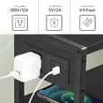 thumbnail image 4 of HOOBRO Small Narrow Side Table with Charging Station, Skinny End Table for Small Spaces, Slim Nightstand with USB Ports Outlet, Sofa Beside Table with Storage Shelf, Black BB102UBZ01, 4 of 9