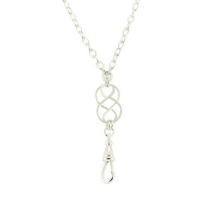 - Women's Fashion ID Badge Lanyard or Key Chain Necklace with Single Silver Celtic Knot and Magnetic Breakaway Clasp