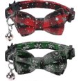 thumbnail image 1 of Paquete de 2 collares navideños para gatos con lazo y cascabel, ajustables, de seguridad, 1 of 3