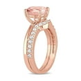 thumbnail image 2 of 2.20 Carat (Ctw) Morganite and Lab-Created White Sapphire Bridal Wedding Set Engagement Ring in 10K Pink Gold for Women, 2 of 6