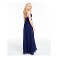 thumbnail image 2 of CITY STUDIO Womens Navy Slitted Sheer Spaghetti Strap V Neck Maxi Evening Fit + Flare Dress Juniors 0, 2 of 4