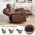 thumbnail image 5 of Ebello Faux Leather Manual Reclining Sofa, Mid-Century Modern 3-Seater Couch with Padded Headrest and Armrest for Living Room, Home Theater, Brown, 5 of 10