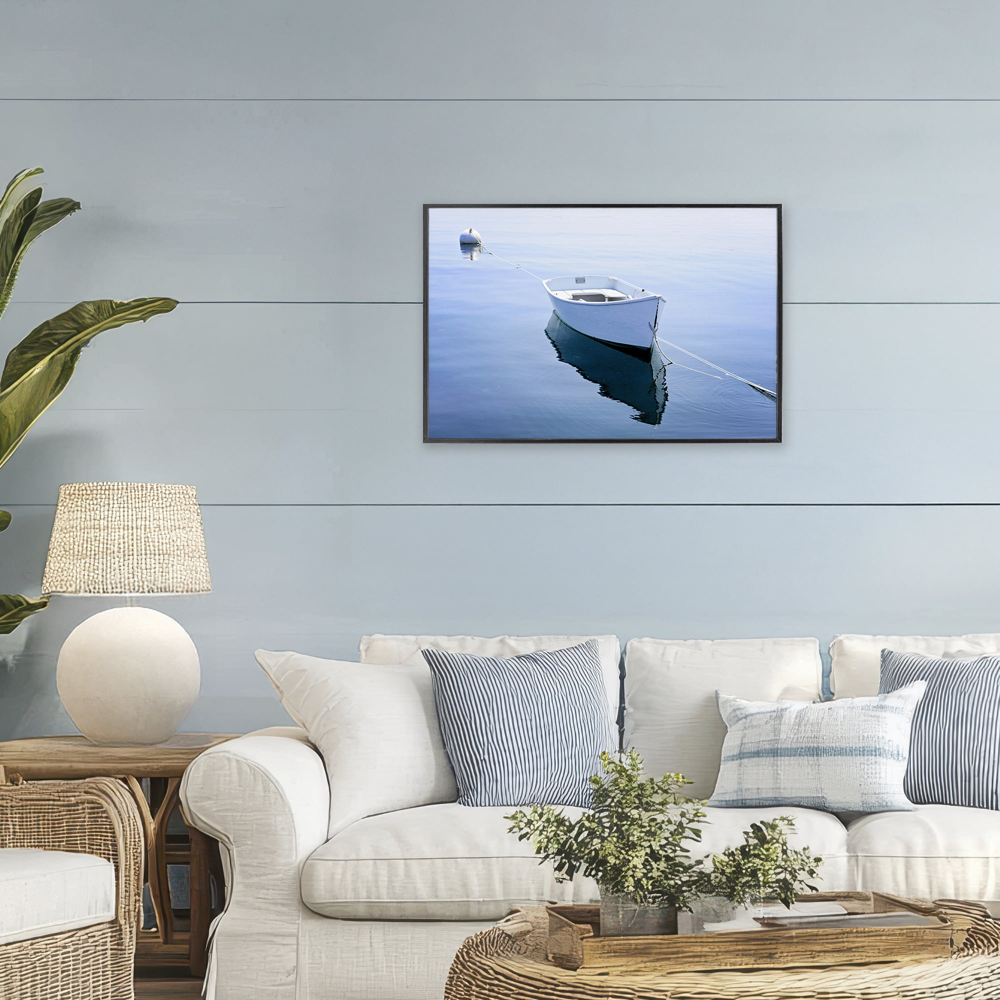 Stupell Industries Boat Tied to Dock Black Framed Giclee Art, design by JLM Photographs