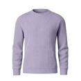 thumbnail image 5 of Dwelliawo Mens Crewneck Sweaters Casual Knitted Dress Lightweight Sweater Ribbed Crewneck Sweaters Relax Fit Pullover Sweater Pullover Sweaters Clearance Light Purple L, 5 of 7
