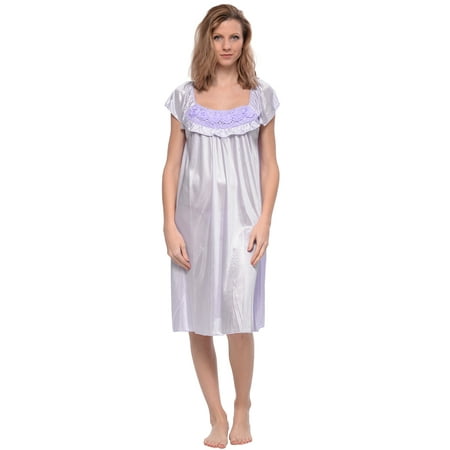 

Casual Nights Women s Cap Sleeve Flower Silky Tricot Nightgown