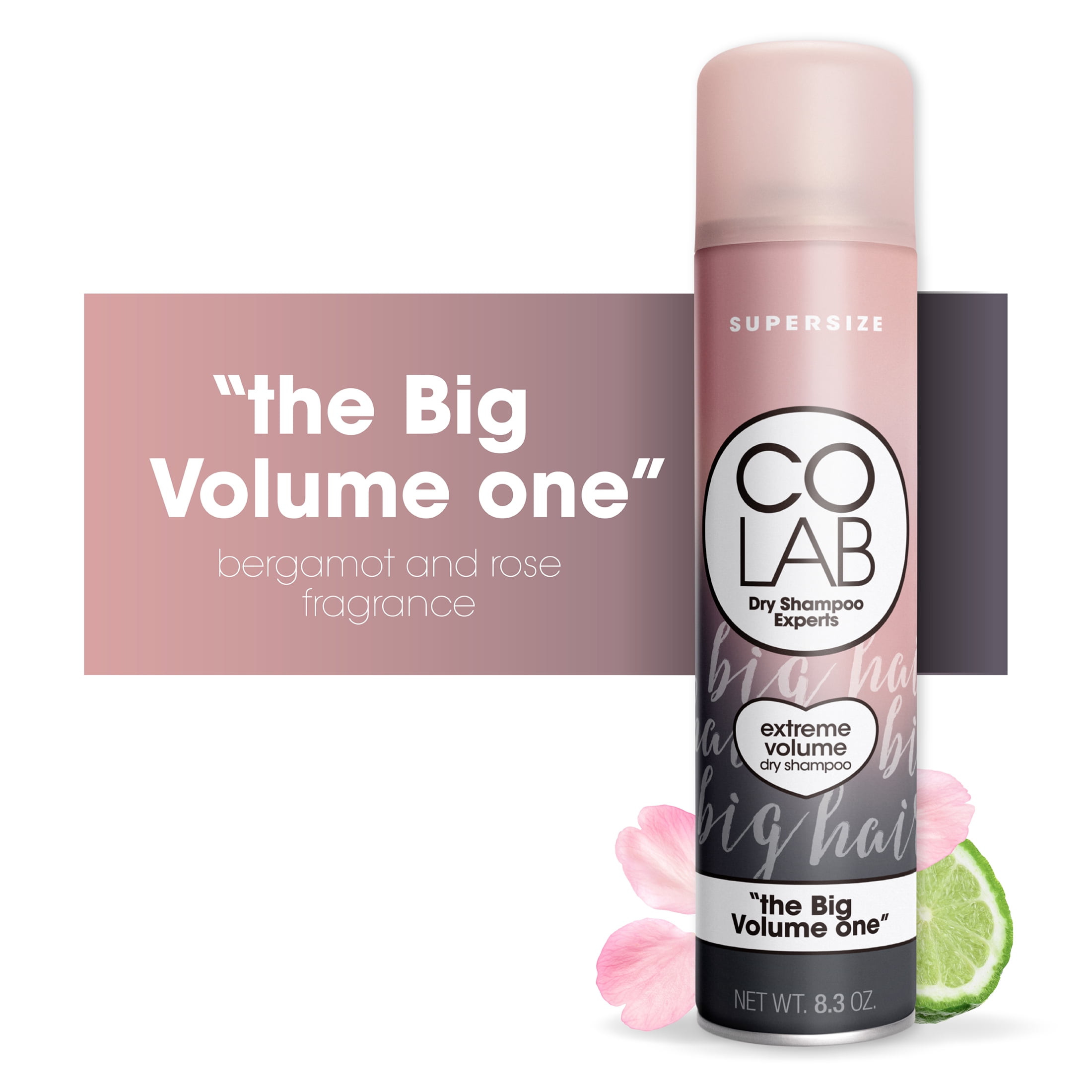 (2 pack) COLAB Dry Shampoo Extreme Volume Supersize - Bergamot and Rose Scented - 8.3oz