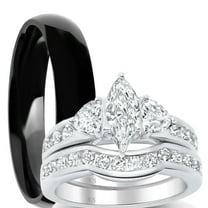 LaRaso & Co His Hers Wedding Ring Set Marquis Engagement Couples Promise Rings Her 7 Him 10