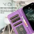 thumbnail image 3 of for iPhone 16 Pro Case, Phone Case Wallet Card Holder PU Leather Stand Flip Case Wrist Strap Magnetic Closure Shockproof Drop Protective Phone Case Cover for iPhone 16 Pro, Purple, 3 of 9