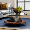 thumbnail image 4 of Resenkos 2 Piece Set Clear Glass Living Room Center Coffee Table, Nesting Table for Home Office Black, 4 of 17