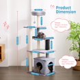 thumbnail image 4 of Cat Tree, 52.4" Tall Cat Tower for Indoor Cats, Multi-Level Large Cat Condo with Scratching Posts and Pompoms, Plush Kitten Climbing Tower with Cat Grooming Brush and Perch, Grey, 4 of 8