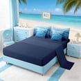 thumbnail image 4 of Manfei Gradient Blue Ocean Twin Bedding Sets for Kids Boys and Girls, Sea Water Print Bedding Comforter Set, Navy Reversible 7pcs, 4 of 6