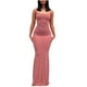 thumbnail image 2 of ICHUANYI Clearance Sexy Women's Fashion Sexy Sleeveless Solid Round Neck Camies Ladies Vest Long Dress(Pink, S) ICHUANYI WER2023080814657, 2 of 5