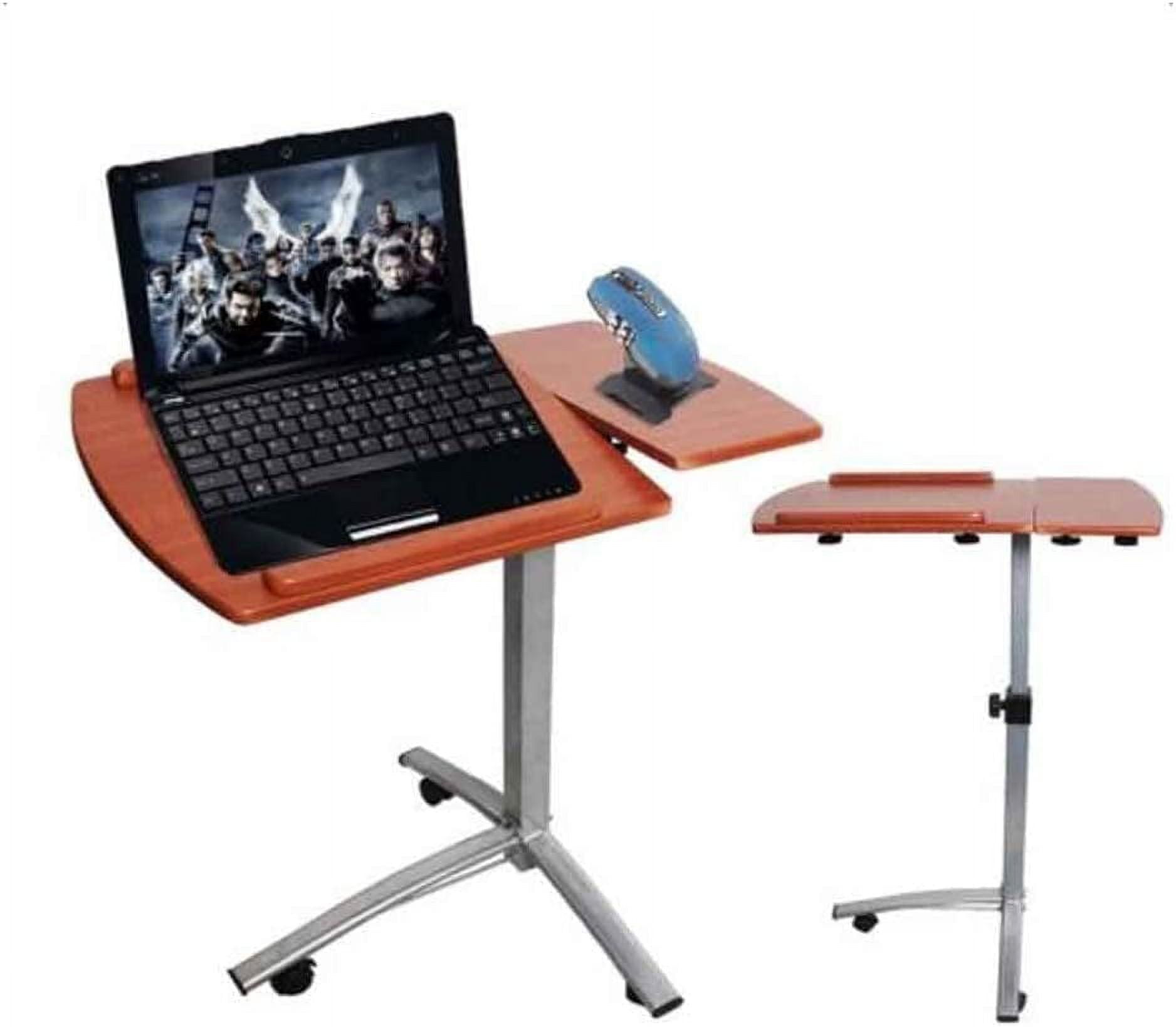 FCH 25.2 Inch Rolling Adjustable Multifunctional Lifting Computer Desk, Tilting Desktop, Sit Stand Laptop Desk TV Tray for Bed Sofa Hospital Reading Eating, Brown