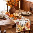 thumbnail image 6 of White Green Pumpkins Fall Table Runner - 72 Inch Long Thanksgiving Floral Vintage Cotton and Linen Blended Dress Scarves Farmhouse Table Runner for Kitchen Dining, Coffee Table, 13" x 72", 6 of 8