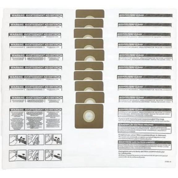 10 Pack 90669 All Around Collection Bags, part # 9066900 9066933, compatible with Shop-Vac 3 Gallon Wet/Dry Vacs, Type C Vacuum Bags