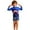 Blue2, variant on Eltusu Boys Swimsuit, Long Sleeve Summer Crew Nerck Cute Rush Gard Shirts and Swim Trunks Set Blue Size 4-8 T