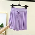 thumbnail image 2 of Kaemgyyd Womens Shorts Casual Elastic High Waist Shorts Trendy Ruffle Hem Drawstring Wide Leg Sleep Shorts Lightweight Shorts, 2 of 5