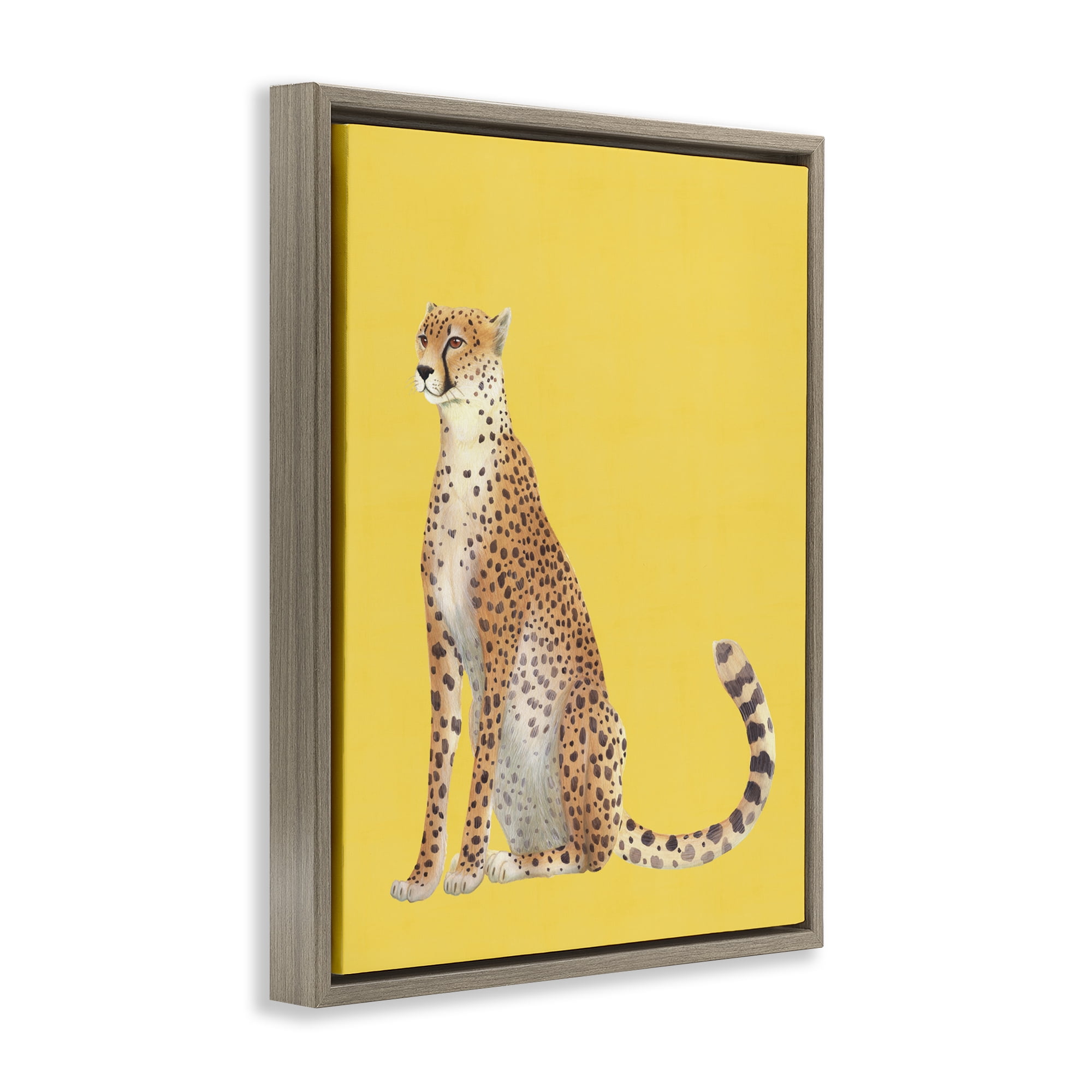 Stupell Industries Cheetah on Vibrant Yellow Brown Framed Floater Canvas Wall Art, design by Karolina Sato