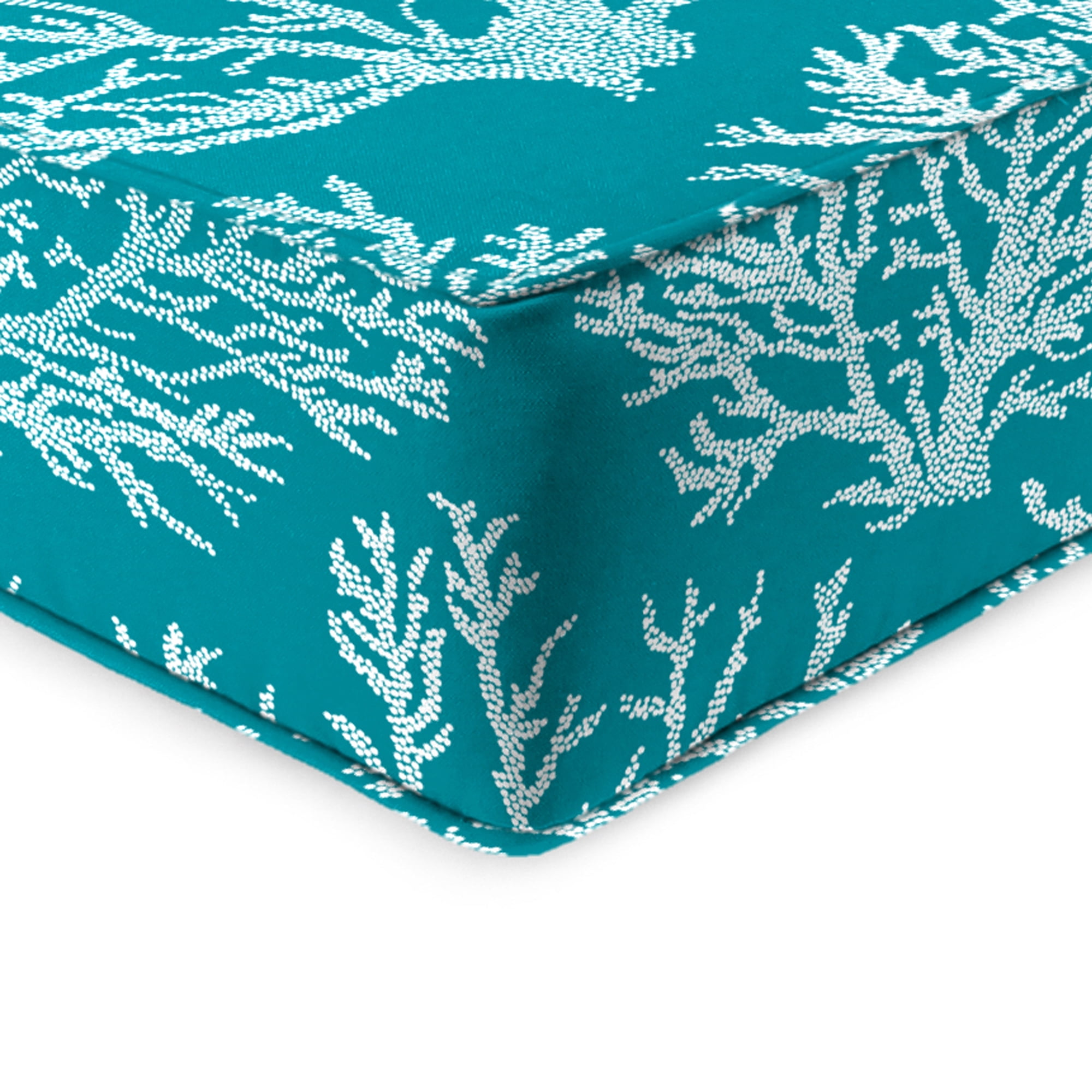 Jordan Manufacturing 46.5" x 24" Seacoral Turquoise Nautical Rectangular Outdoor Deep Seat Chair Cushion Set with Welt