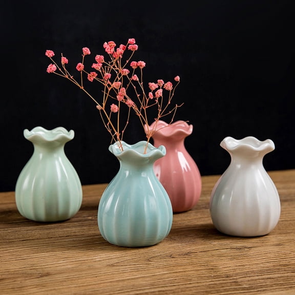 USHOBE Home Decor Small Ceramic Vase Assorted Color 4Pcs