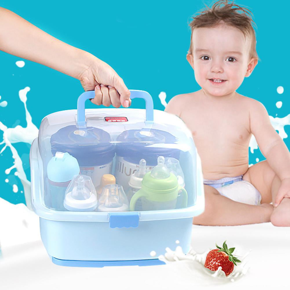Bottles and Utensils Baby Bottle Storage Box BPA-Free Plastic Large Nursing Bottle Storage Box with Anti-dust Cover for Baby Food