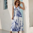 thumbnail image 5 of Blue Chinoiserie Toile Dress Fashion Boho Beach Long Dresses Female Party Printed Maxi Dress, 5 of 9