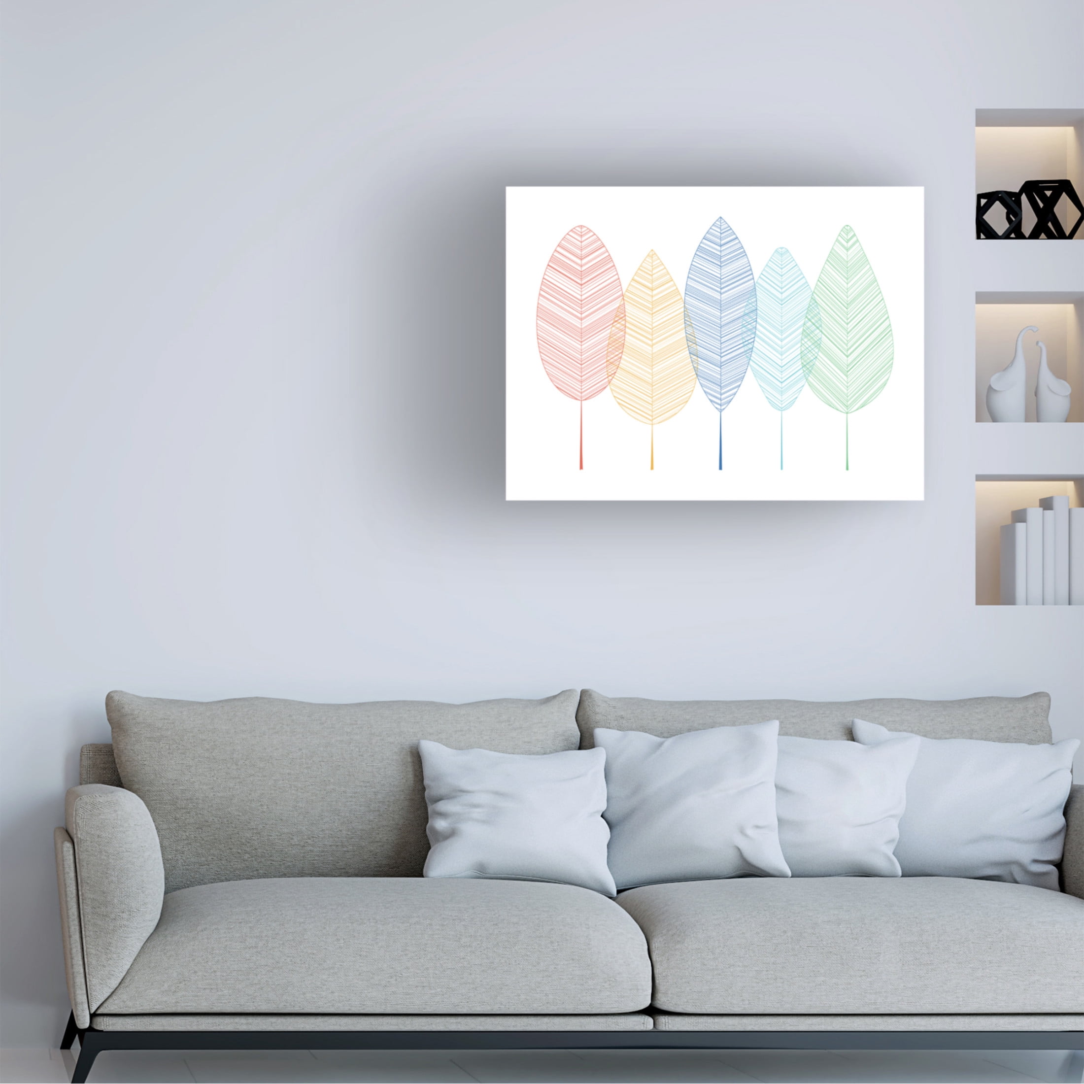 Canvas Wall Art - Tom Quartermaine 'Scandinavian Colorful Leaves' Wall Art for Living Room, Bedroom, or Office Décor by Trademark Fine Art - 19 x 14 Inches