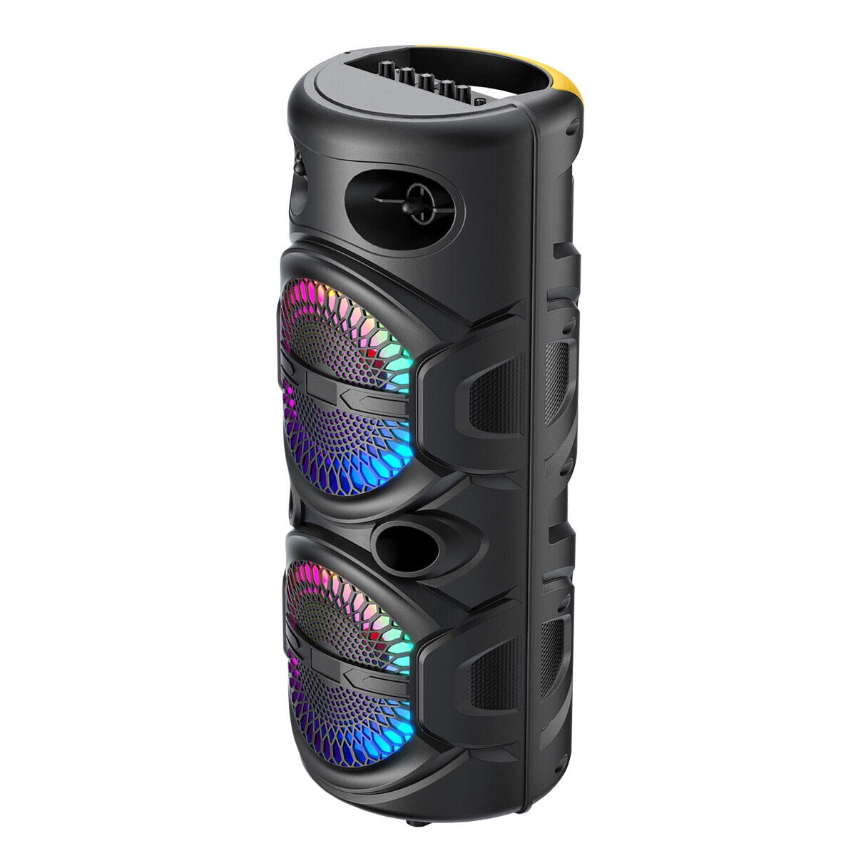 RIDWIND TWS Portable Bluetooth Speaker Dual 8" Woofers Heavy Bass Sound System W/ Microphone Remote Control LED Party Lights Support FM/AUX/MP3/USB/TF