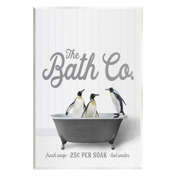 Stupell Industries Bathing Penguins in Tub Animals & Insects Painting Unframed Art Print Wall Art, 10 x 15