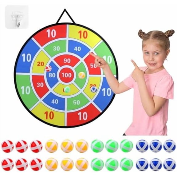29" Kids Dart Board Game Set, Large Dart Board Toys with 24 Sticky Balls, Sticky Dart Board Indoor Outdoor Sport Fun Party Game Toys for Kids Boys Girls Ages 3 4 5 6 7 8 9 10