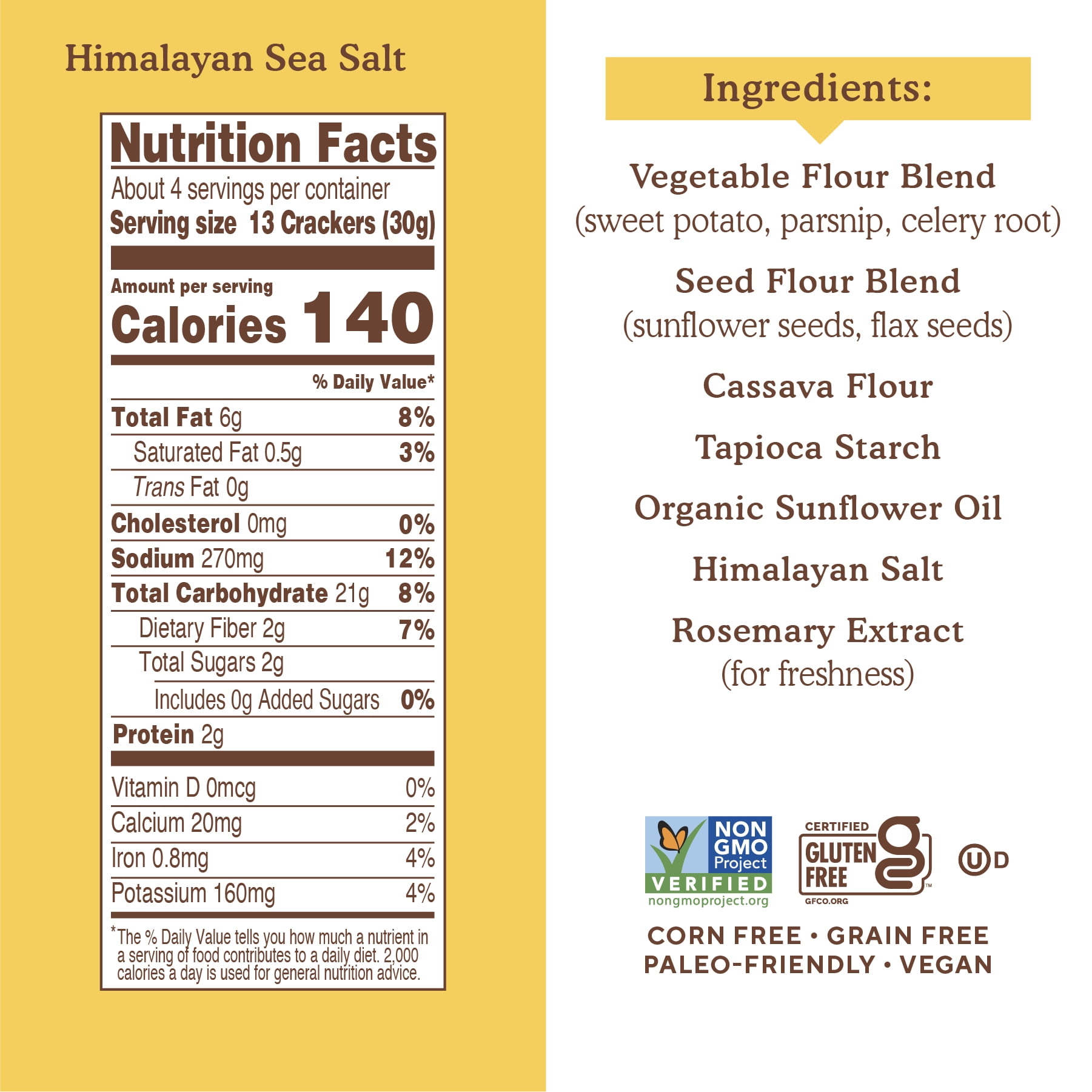 (3 pack) Simple Mills Veggie Flour Pita Crackers, Himalayan Salt, Gluten-Free Crackers, 4.25 oz