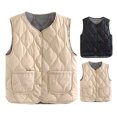 thumbnail image 5 of Winter Women Layering Vest Coat with Storage Bag Thin Padded Press Button Closure V Neck Sleeveless Solid Color Windproof Heat Retention Outdoor Down Coat, 5 of 8