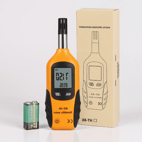 1-Pack Psychrometer Thermo-Hygrometer, LCD Temperature and Humidity Meter with Dew Point and Wet Bulb Readings, 9V Included
