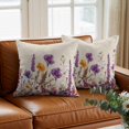 thumbnail image 3 of Purple Poppy Throw Pillow Cover Lavender Gold Daisy Watercolor Floral Linen Cotton Linen Cushion Cover Throw Pillow Case with Invisible Zipper for Couch Sofa Bed Chair Car 16x16 Inch, 3 of 14