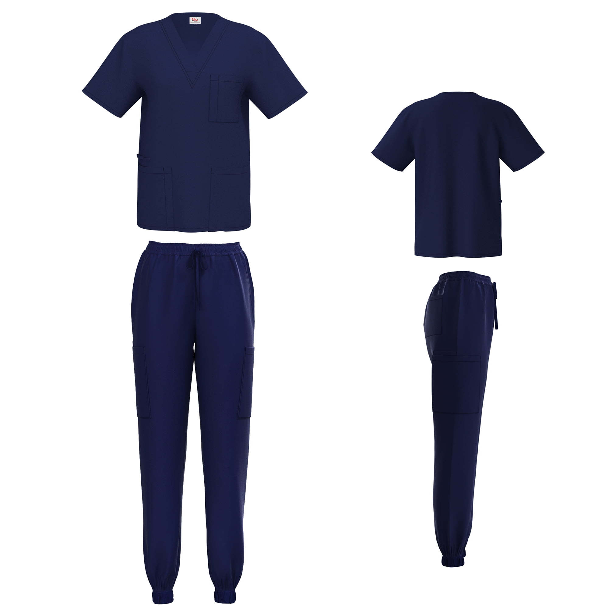 Unisex STRETCH Jogger Scrub Set Solid VNeck Top Men Women Jogger Nurse