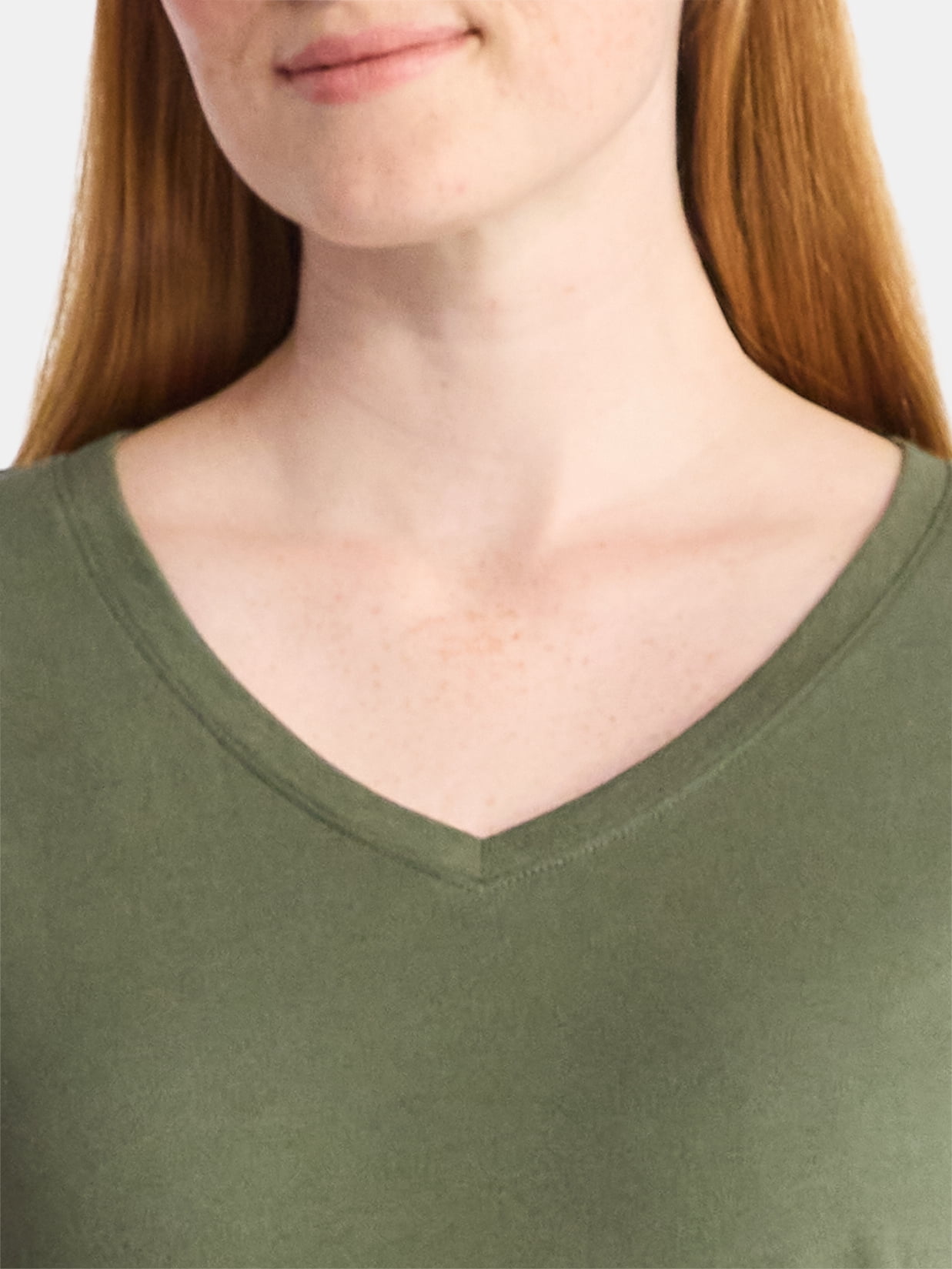 Time and Tru Women's Cotton V-Neck Tee with Short Sleeves, Sizes XS-4X