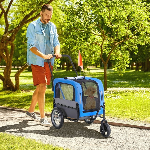 PawHut Dog Bike Trailer 2 In 1 Cart Bicycle Wagon
